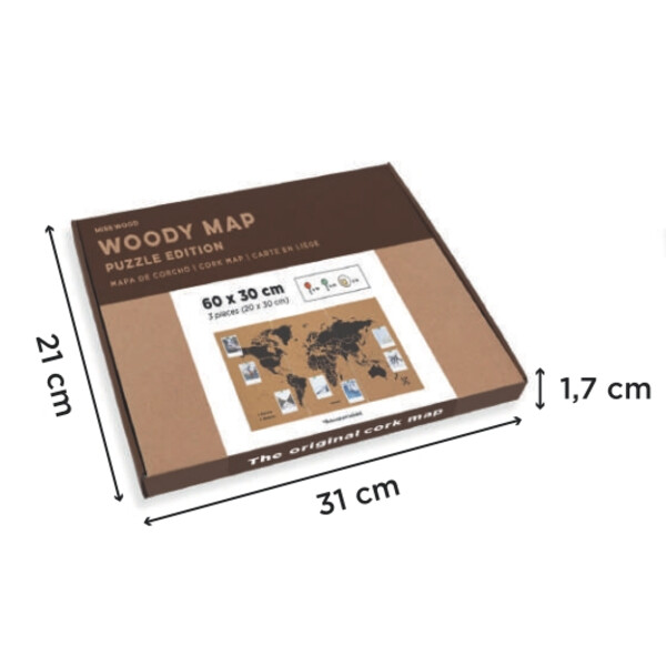 Mappemonde Miss Wood Puzzle Map M - Black