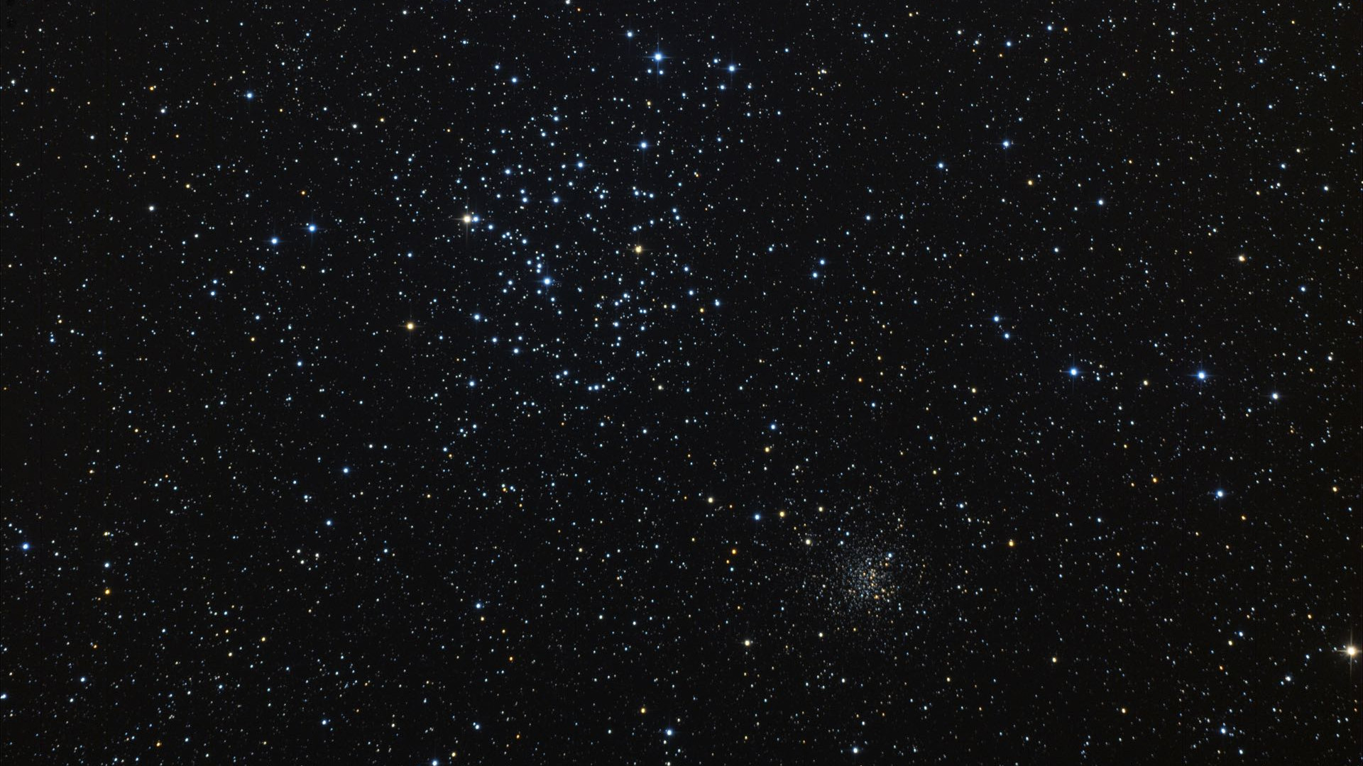 M 35 ist das Highlight der Fernglas-Tour in den Zwillingen. Der Sternhaufen NGC 2158 ist allerdings nur im Teleskop zu sehen. Marcus Degenkolbe