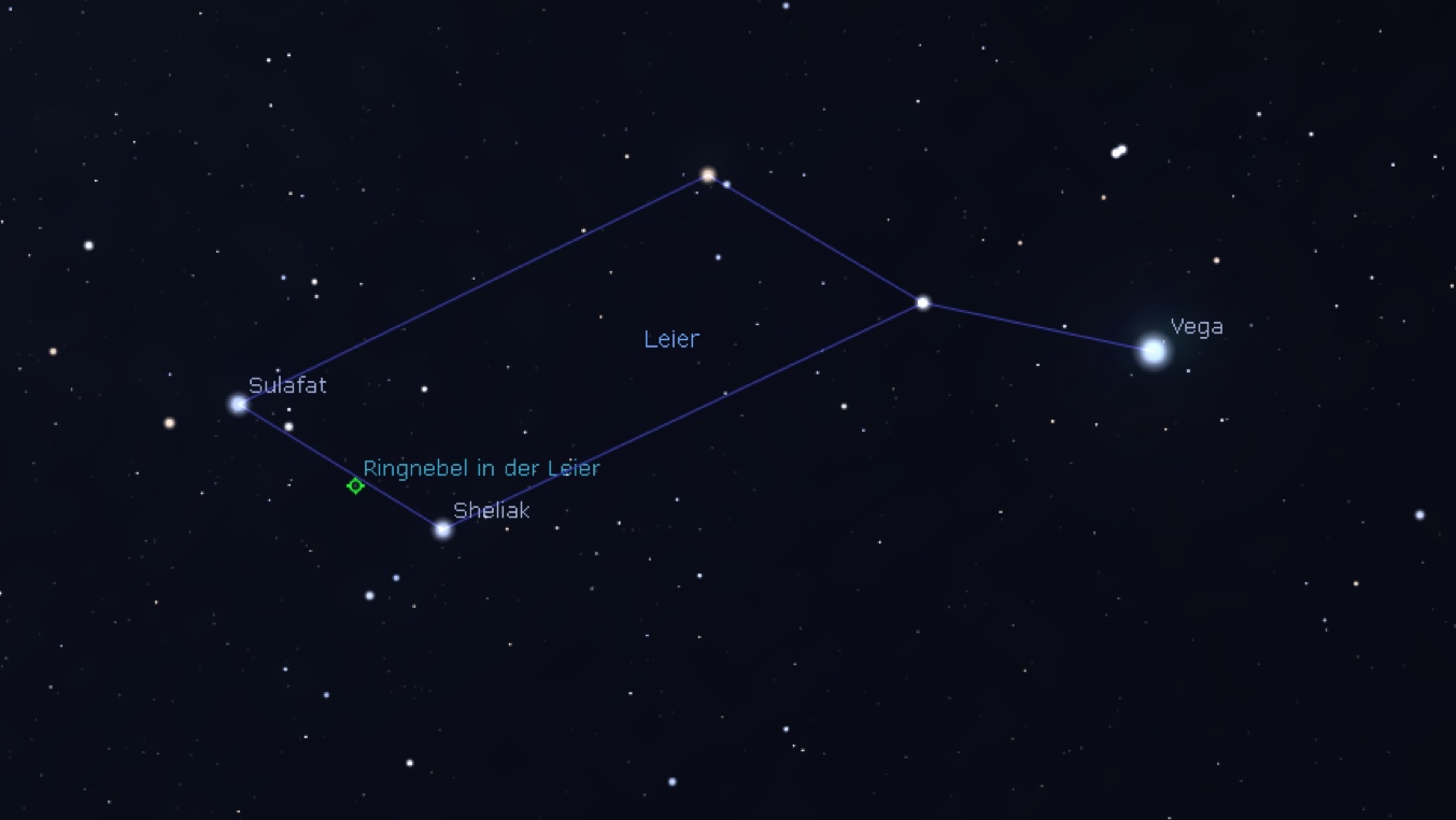 Nébuleuse de la Lyre, recherche à l'aide de la carte du ciel ou l'application Stellarium