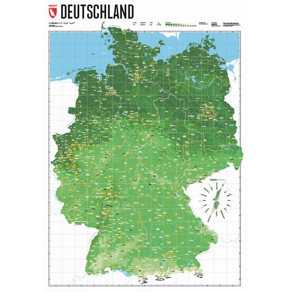 Carte géographique Marmota Maps Deutschlandkarte Mountain Green