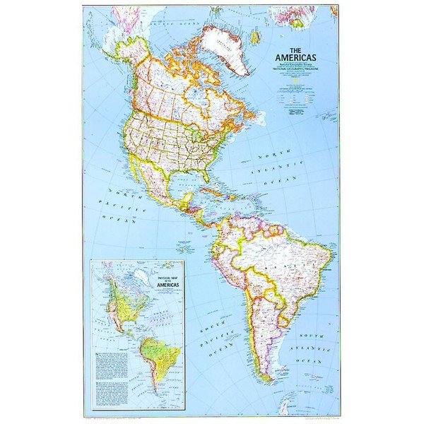 Carte des continents National Geographic continent map North and South America political (laminated)