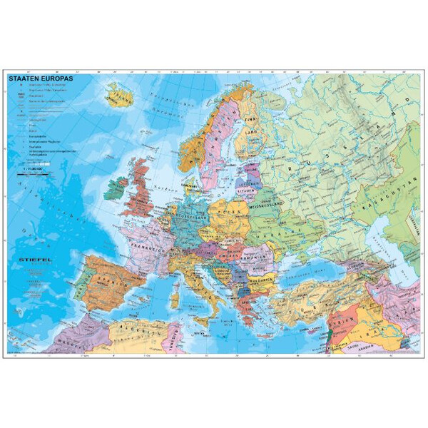 Carte des continents Stiefel L'Europe politiquement