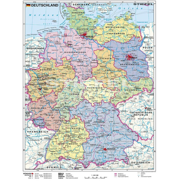 Carte géographique Stiefel Deutschland politisch