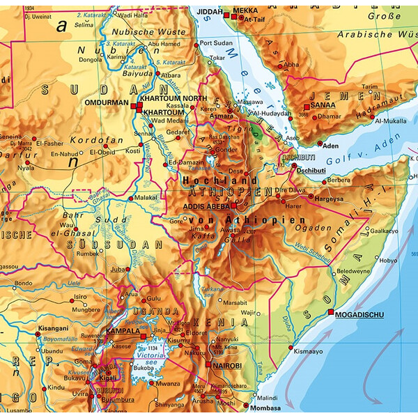 Carte des continents PONS Afrika physisch (157 x 206 cm)