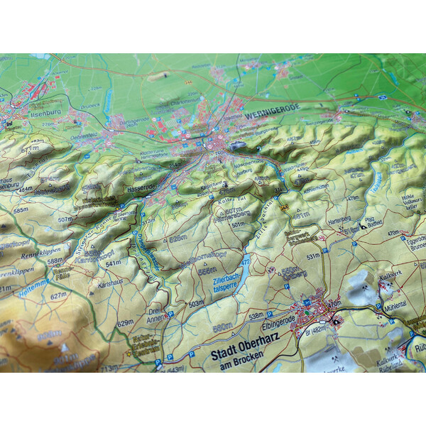 Carte régionale Georelief Harz 3D Reliefkarte (77 x 57 cm)