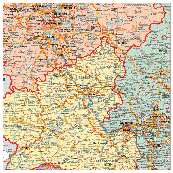 Carte géographique Stiefel Deutschland Organisationskarte politisch (100 cm x 140 cm)