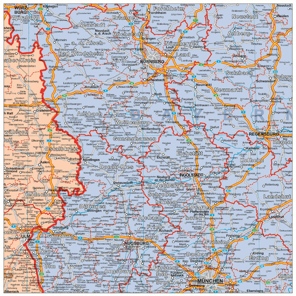 Carte géographique Stiefel Deutschland Organisationskarte politisch (100 cm x 140 cm)