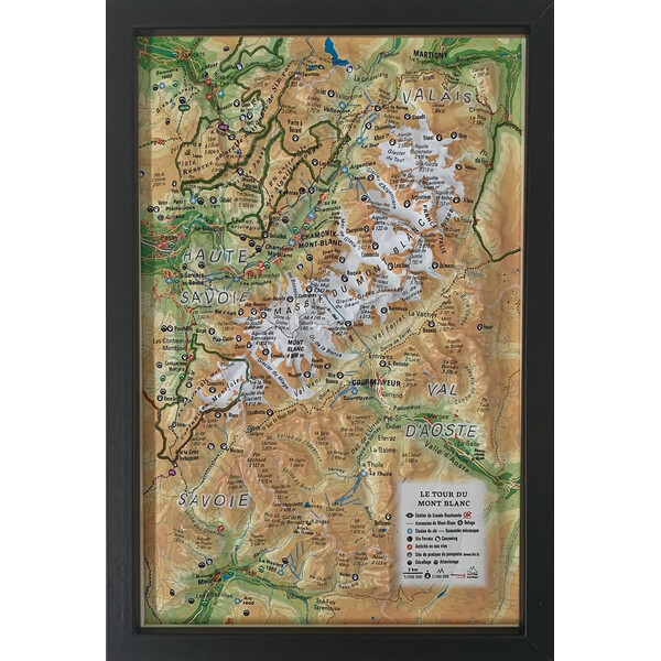 Carte régionale 3Dmap Le tour du Mont Blanc (19,5 cm x 29,5 cm)