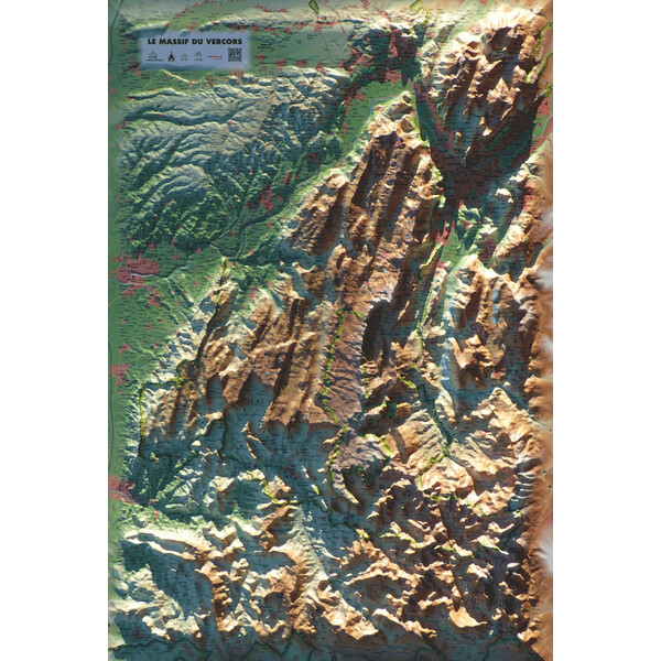 3Dmap Regional-Karte Le massif du Vercors (61 cm x 41 cm)