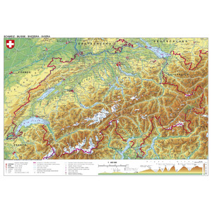 Carte géographique Stiefel Schweiz physisch (98 x 68 cm)