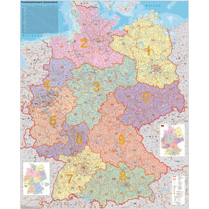 Stiefel Landkarte Deutschland PLZ-Karte politisch (100 cm x 140 cm)