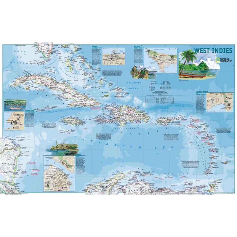 Carte régionale National Geographic Les Antilles 2-verso