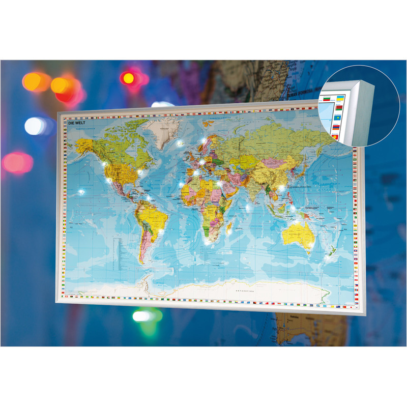 Stiefel LED Leucht Pinnkarte Weltkarte