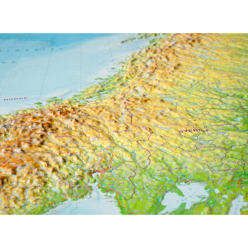 Carte régionale Georelief Scandinavie