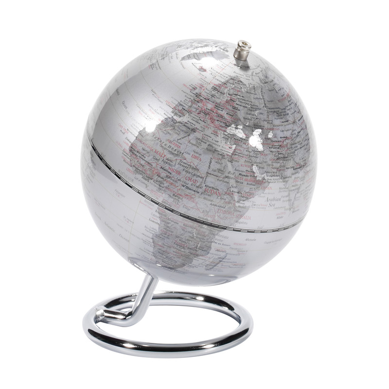 TROIKA Mini-Globus Galilei Silver 13cm