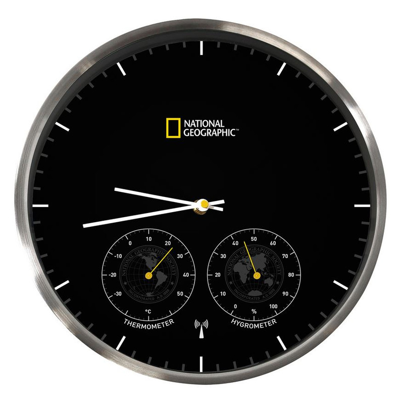 National Geographic Horloge murale avec thermomètre et hygromètre