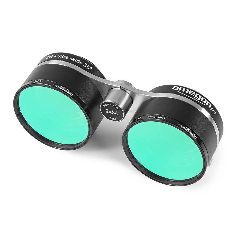 Omegon Fernglas 2x54 für Sternfeldbeobachtung + 2 Pro UHC Filter M56