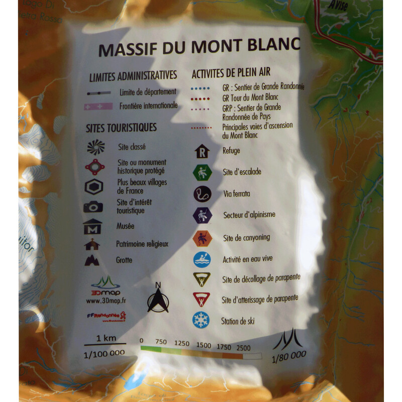 Carte régionale 3Dmap Massif du Mont Blanc (41 cm x 61 cm)