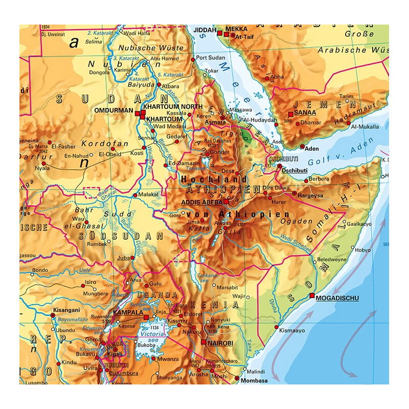 Carte des continents PONS Afrika physisch (157 x 206 cm)