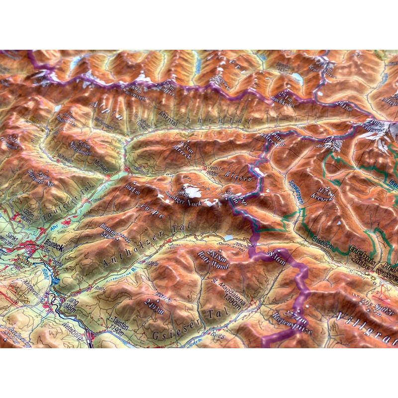 Carte régionale Georelief Tirol (77 x 57 cm) 3D Reliefkarte mit Alu-Rahmen