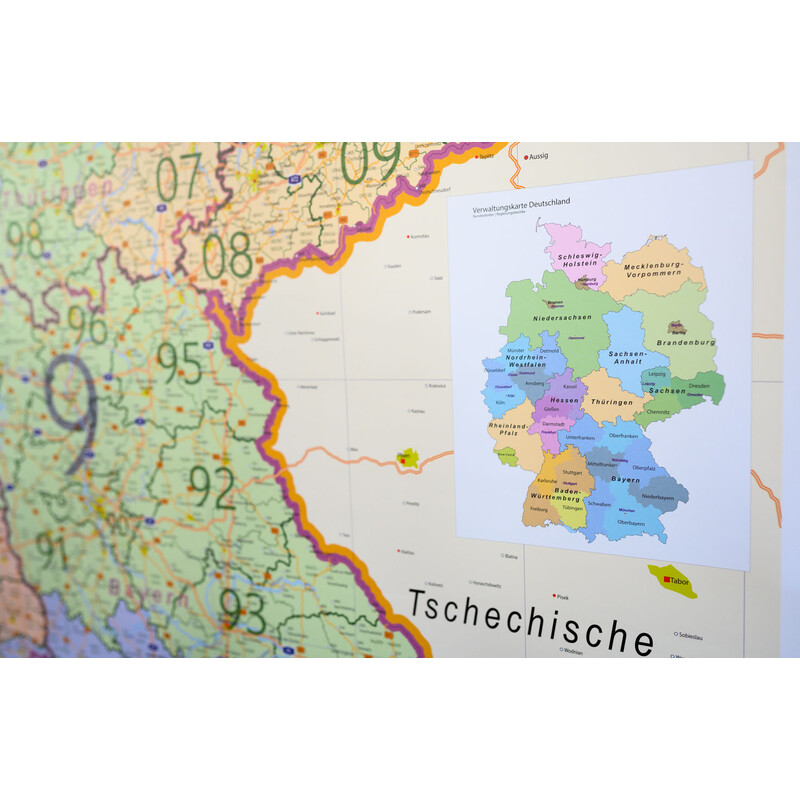 Carte géographique GeoMetro Deutschland politisch mit Postleitzahlen PLZ XL (100 x 140 cm)