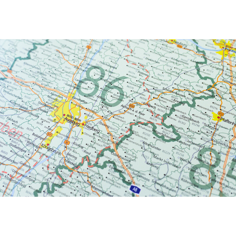 Carte régionale GeoMetro Bayern Postleitzahlen PLZ (100 x 140 cm)