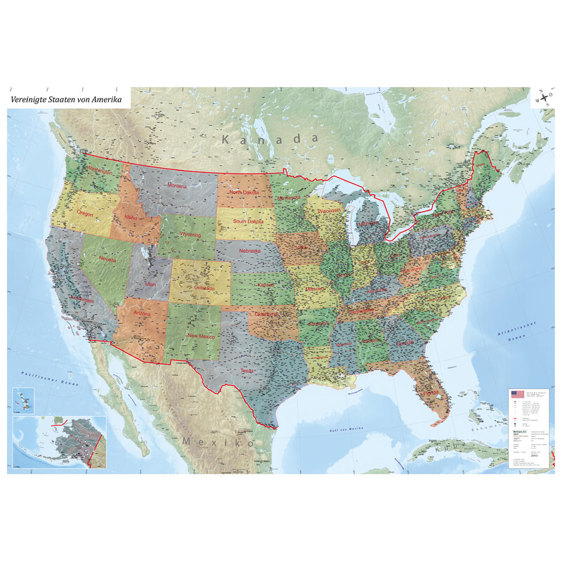 Carte géographique GeoMetro USA politisch (140 x 100 cm)