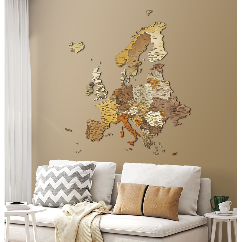 Abraham Wood Decor Kontinentkarte Europa Puzzle aus Holz (110x108cm)