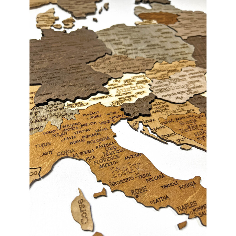 Carte des continents Abraham Wood Decor Europa Puzzle aus Holz (110x108cm)