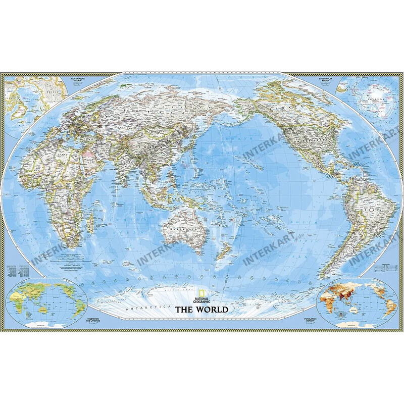 Mappemonde National Geographic Pôle classique. La carte mondiale stratifie  grandement