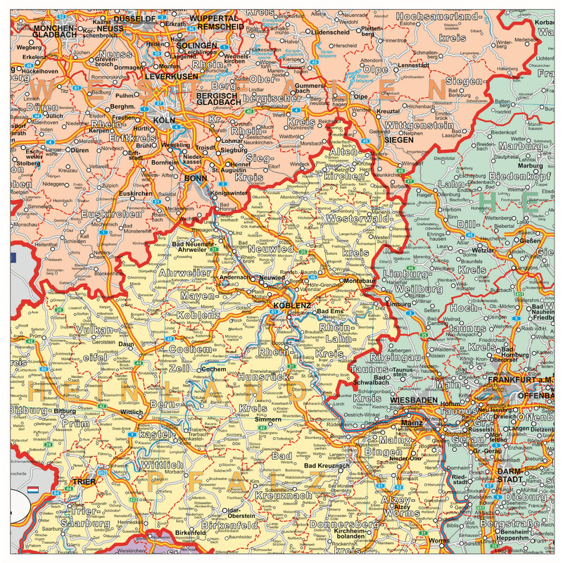 Carte géographique Stiefel Deutschland Organisationskarte politisch (100 cm x 140 cm)