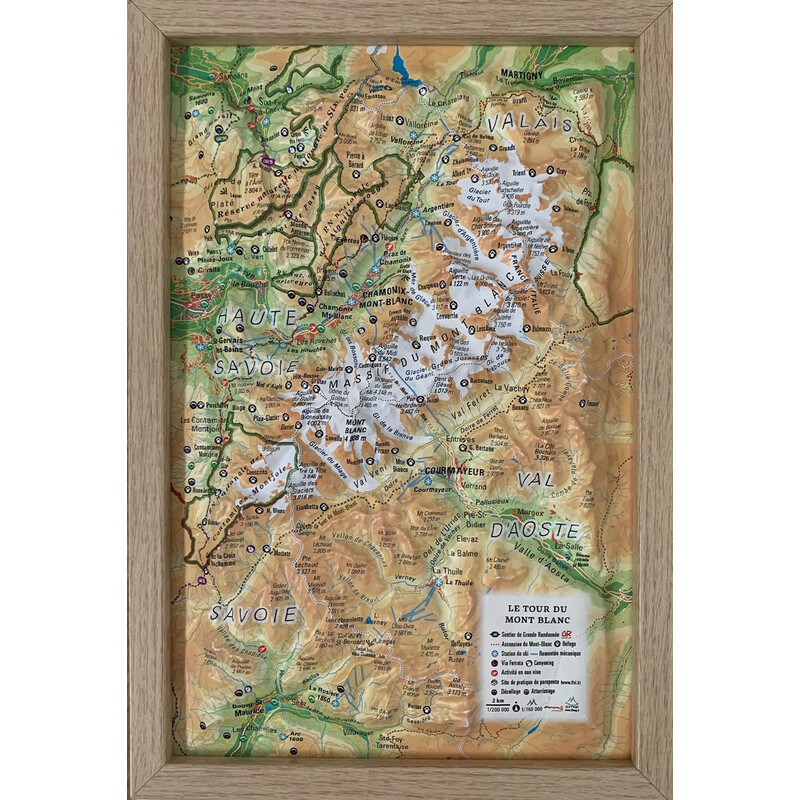3Dmap Regional-Karte Le tour du Mont Blanc (19,5 cm x 29,5 cm)