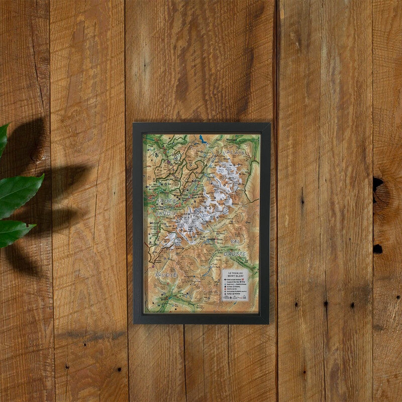 Carte régionale 3Dmap Le tour du Mont Blanc (19,5 cm x 29,5 cm)